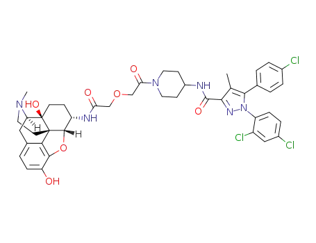 5-(4-chlorophenyl)-1-(2,4-dichlorophenyl)-N-(1-(2-(2-(((4αS,7S,7αR,12βS)-4α,9-dihydroxy-3-methyl-2,3,4,4α,5,6,7,7α-octahydro-1H-4,12-methanobenzofuro[3,2-e]isoquinolin-7-yl)amino)-2-oxoethoxy)acetyl)piperidin-4-yl)-4-methyl-1H-pyrazole-3-carboxamide