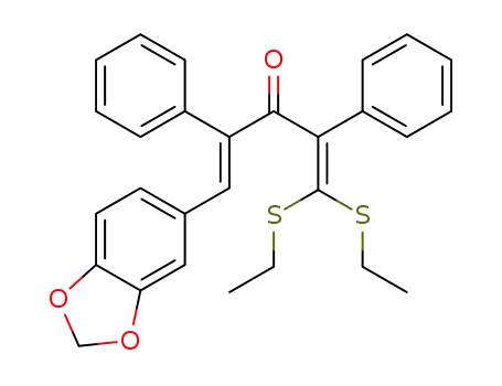 (E)-5-(benzo[d][1,3]dioxol-5-yl)-1,1-bis(ethylthio)-2,4-diphenylpenta-1,4-dien-3-one