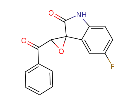 Molecular Structure of 93213-88-8 (Spiro[3H-indole-3,2'-oxiran]-2(1H)-one, 3'-benzoyl-5-fluoro-, cis-)