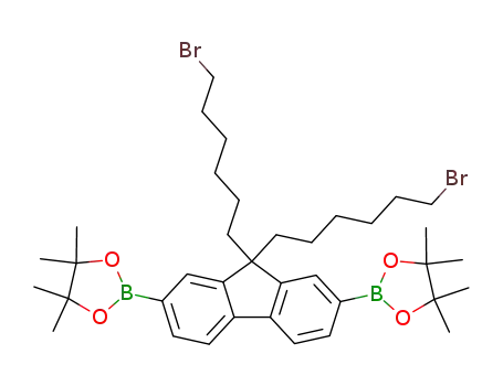 Molecular Structure of 851775-62-7 (1,3,2-Dioxaborolane,
2,2'-[9,9-bis(6-bromohexyl)-9H-fluorene-2,7-diyl]bis[4,4,5,5-tetramethyl-)