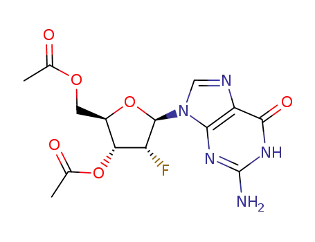 Molecular Structure of 134444-75-0 (2’-fluoro-2’-deoxyguanosine-3’,5’-O-diacetate)