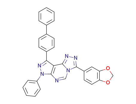 Molecular Structure of 1448231-41-1 (3-(1,3-benzodioxol-5-yl)-9-(1,1'-biphenyl-4-yl)-7-phenyl-7H-pyrazolo[4,3-e][1,2,4]triazolo[4,3-c]pyrimidine)