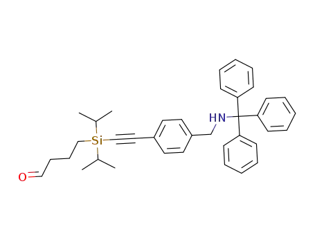 Molecular Structure of 1409917-69-6 (N-(trityl)-4-(2-(3-formylpropyl)diisopropylsilylethynyl)benzylamine)