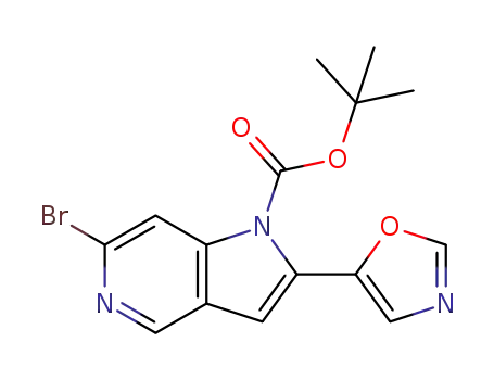 Molecular Structure of 1400287-60-6 (tert-butyl 6-bromo-2-(oxazol-5-yl)-1H-pyrrolo[3,2-c]pyridine-1-carboxylate)