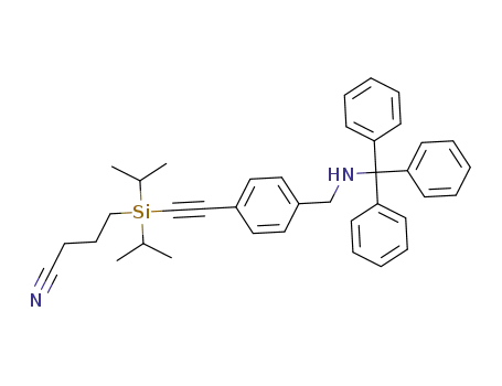 Molecular Structure of 1409917-68-5 (N-(trityl)-4-(2-(3-cyanopropyl)diisopropylsilylethynyl)benzylamine)