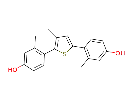 Molecular Structure of 1430419-46-7 (2,5-bis(4-hydroxy-2-methylphenyl)-3-methylthiophene)