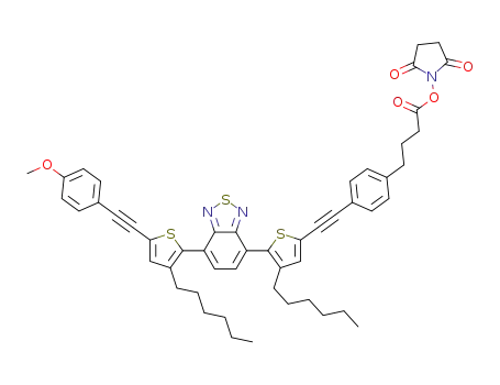 4-[4-(4-hexyl-5-{7-[3-hexyl-5-(4-methoxy-phenylethynyl)thiophen-2-yl]benzo[1,2,5]thiadiazol-4-yl}thiophen-2-ylethynyl)phenyl]butyric acid 2,5-dioxo-pyrrolidin-1-yl ester