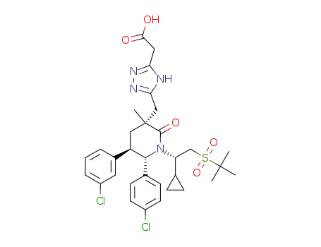 2-(5-(((3R,5R,6S)-1-((S)-2-(tert-butylsulfonyl)-1-cyclopropylethyl)-5-(3-chlorophenyl)-6-(4-chlorophenyl)-3-methyl-2-oxopiperidin-3-yl)methyl)-4H-1,2,4-triazol-3-yl)acetic acid