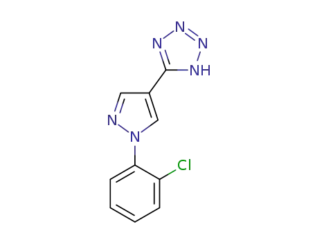 Molecular Structure of 1431459-10-7 (5-[1-(2-chlorophenyl)-1H-pyrazole-4-yl]-1H-tetrazole)