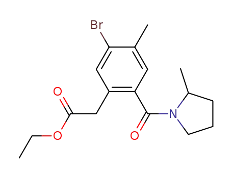 Molecular Structure of 276677-05-5 (rac-N-(4-bromo-2-ethoxycarbonylmethyl-5-methyl-benzoyl)-2-methyl-pyrrolidine)