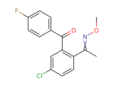 Molecular Structure of 1510826-85-3 ((5-chloro-2-(1-(methoxyimino)ethyl)phenyl)(4-fluorophenyl)methanone)