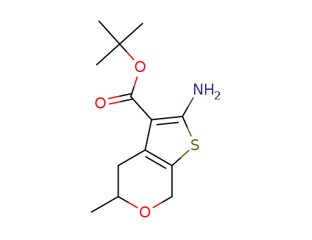 Molecular Structure of 1373497-01-8 (tert-butyl 2-amino-5-methyl-5,7-dihydro-4H-thieno[2,3-c]pyran-3-carboxylate)