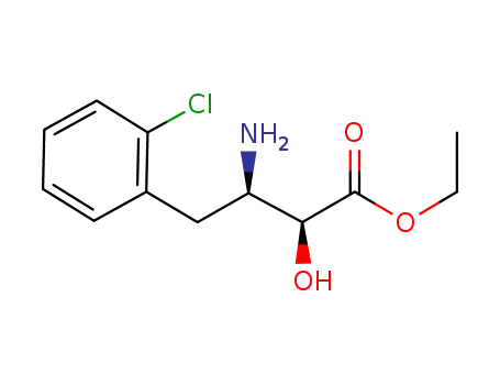 Molecular Structure of 1415312-54-7 ((2R,3S)-3-amino-4-(2-chloro-phenyl)-2-hydroxy-butyric acid ethyl ester)