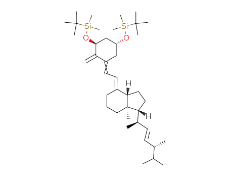 Molecular Structure of 115540-28-8 (((1R,3R,E)-5-((E)-2-((1R,3aS,7aR)-1-((2R,5R,E)-5,6-diMethylhept-3-en-2-yl)-7a-Methyldihydro-1H-inden-4(2H,5H,6H,7H,7aH)-ylidene)ethylidene)-4-Methylenecyclohexane-1,3-diyl)bis(oxy)bis(tert-butyldiMethylsilane))