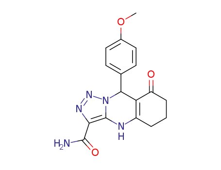 Molecular Structure of 1426343-29-4 (9-(4-methoxyphenyl)-8-oxo-4,5,6,7,8,9-hexahydro[1,2,3]triazolo[5,1-b]quinazoline-3-carboxamide)