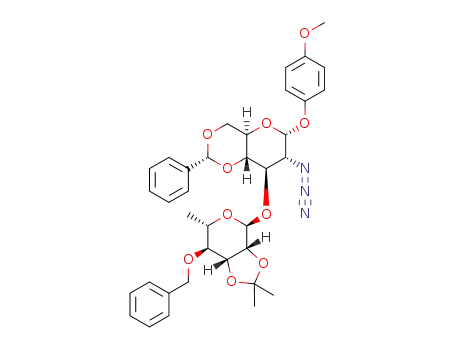 p-methoxyphenyl (4-O-benzyl-2,3-O-isopropylidene-α-L-rhamnopyranosyl)-(1→3)-2-azido-4,6-benzylidene-2-deoxy-α-D-glucopyranoside