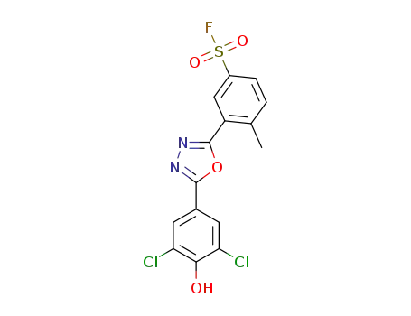 3-(5-(3,5-dichloro-4-hydroxyphenyl)-1,3,4-oxadiazol-2-yl)-4-methylbenzene-1-sulfonyl fluoride