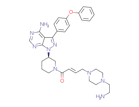 Molecular Structure of 1710768-30-1 ((R,E)-1-(3-(4-amino-3-(4-phenoxyphenyl)-1H-pyrazolo[3,4-d]-pyrimidin-1-yl)piperidin-1-yl)-4-(4-(2-aminoethyl)piperazin-1-yl)but-2-en-1-one)