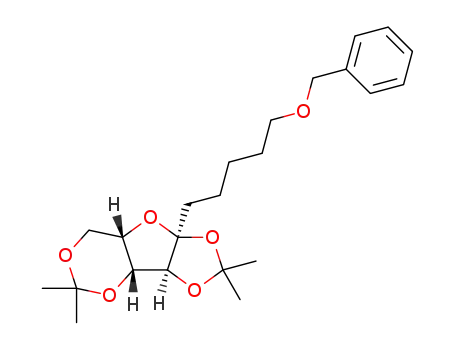 2,3:4,6-di-o-isopropylidene-(2R,3S,4S,5S)-2-(5-(benzyloxy)-pentyl)-5-(hydroxymethyl)tetrahydrofuran-2,3,4-triol