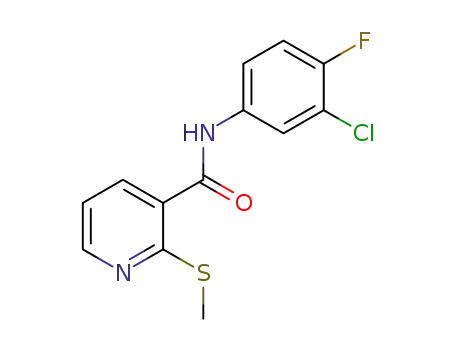 Molecular Structure of 796092-05-2 (N-(3-chloro-4-fluorophenyl)-2-(methylthio)nicotinamide)