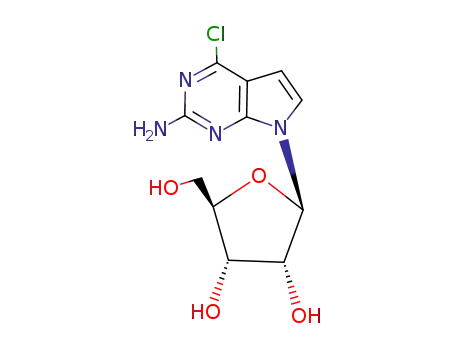 Molecular Structure of 120401-36-7 (2-amino-4-chloro-7-(β-D-ribofuranosyl)-7H-pyrrolo[2,3-d]pyrimidine)