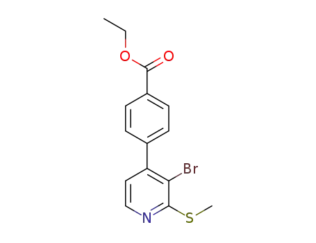 Molecular Structure of 1644384-77-9 (ethyl 4-[3-bromo-2-(methylthio)pyridin-4-yl]benzoate)