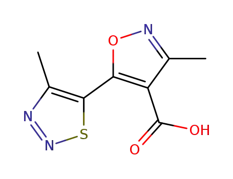 Molecular Structure of 263385-59-7 (3-METHYL-5-(4-METHYL-1,2,3-THIADIAZOL-5-YL)ISOXAZOLE-4-CARBOXYLIC ACID)