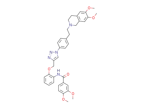 Molecular Structure of 1610804-89-1 (N-(2-((1-(4-(2-(6,7-dimethoxy-3,4-dihydroisoquinolin-2(1H)-yl)ethyl)phenyl)-1H-1,2,3-triazol-4-yl)methoxy)phenyl)-3,4-dimethoxybenzamide)