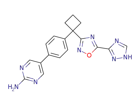 Molecular Structure of 1361187-29-2 (5-(4-{1-[5-(1H-[1,2,4]triazol-3-yl)-[1,2,4]oxadiazol-3-yl]cyclobutyl}phenyl)pyrimidin-2-ylamine)