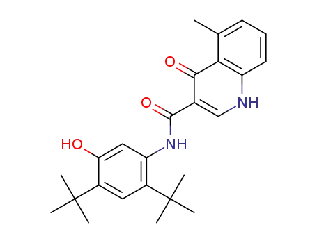 Molecular Structure of 1236058-78-8 (N-(5-hydroxy-2,4-ditert-butyl-phenyl)-5-methyl-4-oxo-1H-quinoline-3-carboxamide)