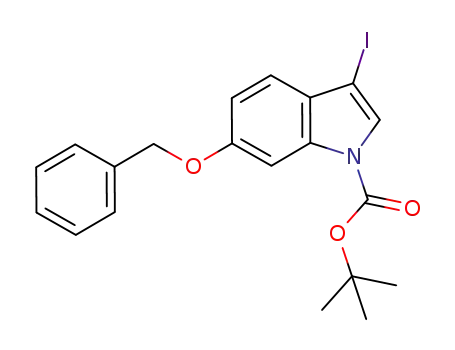 Molecular Structure of 914349-30-7 (6-BENZYLOXY-3-IODOINDOLE-1-CARBOXYLIC ACID TERT-BUTYL ESTER)