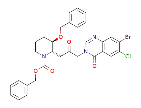 (2S,3R)-3-benzyloxy-2-[2-oxo-3-(7-bromo-6-chloro-4-oxoquinazolin-3(4H)-yl)propyl]piperidine-1-carboxylic acid benzyl ester