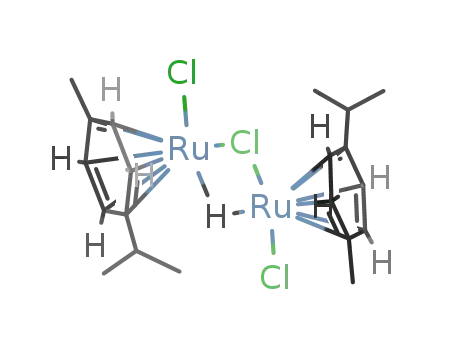 Molecular Structure of 90720-60-8 (dichloro(μ-chloro)(μ-hydrido)bis(η-p-cymene)diruthenium(II))