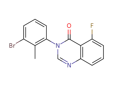Molecular Structure of 1231891-09-0 (3-(3-bromo-2-methylphenyl)-5-fluoroquinazolin-4(3H)-one)