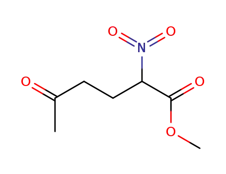 Molecular Structure of 83483-17-4 (Hexanoic acid, 2-nitro-5-oxo-, methyl ester)
