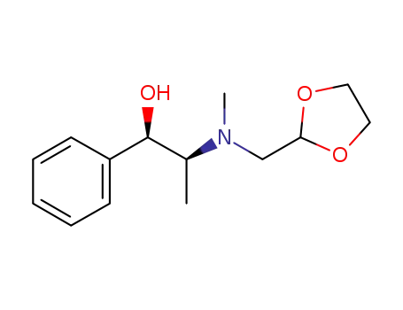 Molecular Structure of 1203563-67-0 ((1R,2S)-2-(((1,3-dioxolan-2-yl)methyl)(methyl)amino)-1-phenylpropan-1-ol)