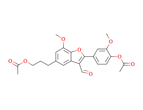 5-(acetoxypropyl)-7-methoxy-2-(3'-methoxy-4'-acetoxyphenyl)benzo<b>furan-3-carbaldehyde