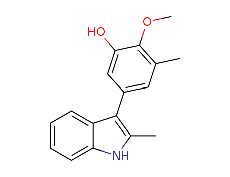 Molecular Structure of 1613299-43-6 (2-methoxy-3-methyl-5-(2-methyl-1H-indol-3-yl)phenol)