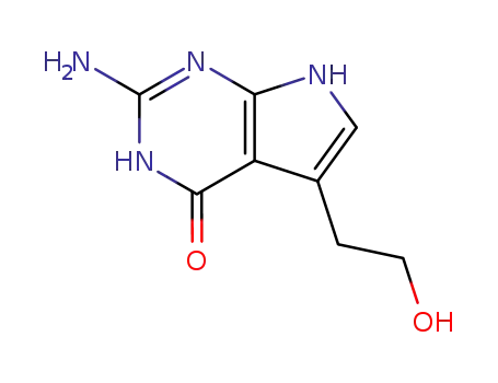 Molecular Structure of 190771-48-3 (2-amino-5-(2-hydroxyethyl)-3,7-dihydro-7H-pyrrolo[2,3-d]pyrimidin-4-one)