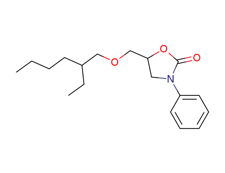 Molecular Structure of 1174337-27-9 (5-(((2-ethylhexyl)oxy)methyl)-3-phenyloxazolidin-2-one)