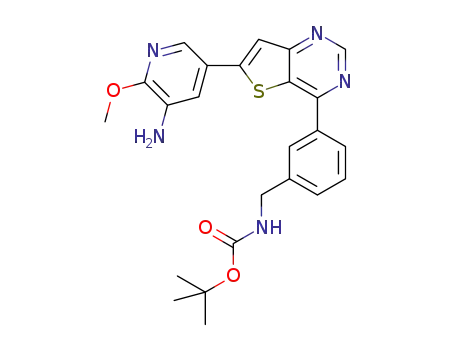 {3-[6-(5-amino-6-methoxypyridin-3-yl)thieno[3,2-d]pyrimidin-4-yl]benzyl}carbamic acid tert-butyl ester