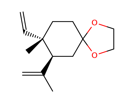 Molecular Structure of 113105-11-6 (1,4-Dioxaspiro[4.5]decane, 8-ethenyl-8-methyl-7-(1-methylethenyl)-,
trans-)