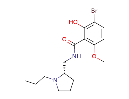 Molecular Structure of 96947-79-4 (3-Bromo-2-hydroxy-6-methoxy-N-((S)-1-propyl-pyrrolidin-2-ylmethyl)-benzamide)
