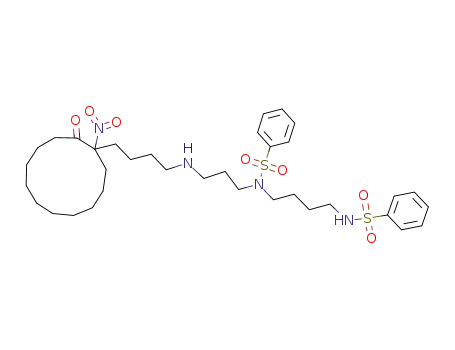 Molecular Structure of 122866-38-0 (2-(9-(Benzolsulfonyl)-13-<(benzolsulfonyl)amino>-5,9-diazatridecyl)-2-nitrocyclododecanon)