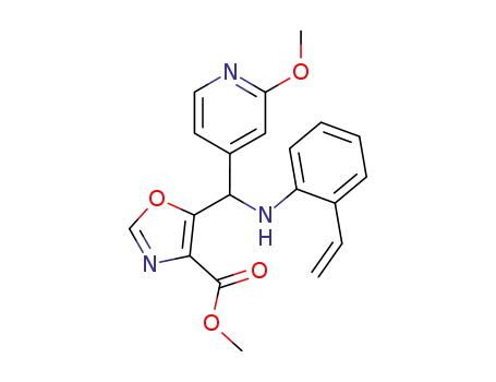 Molecular Structure of 123148-73-2 (5-[(2-Methoxy-pyridin-4-yl)-(2-vinyl-phenylamino)-methyl]-oxazole-4-carboxylic acid methyl ester)