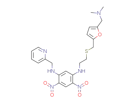 Molecular Structure of 142761-43-1 (1,3-Benzenediamine,N1-[2-[[[5-[(dimethylamino)methyl]-2-furanyl]methyl]thio]ethyl]-4,6-dinitro-N3-(2-pyridinylmethyl)-)
