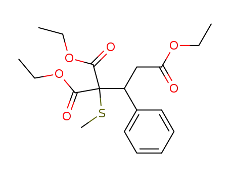 Molecular Structure of 82751-14-2 (2-Ethoxycarbonyl-2-methylsulfanyl-3-phenyl-pentanedioic acid diethyl ester)