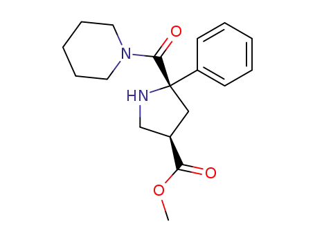 Molecular Structure of 113501-02-3 (3-Pyrrolidinecarboxylic acid, 5-phenyl-5-(1-piperidinylcarbonyl)-, methyl
ester, cis-)