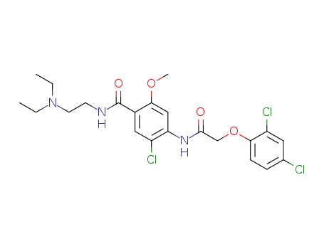 Molecular Structure of 85630-56-4 (5-Chloro-4-[2-(2,4-dichloro-phenoxy)-acetylamino]-N-(2-diethylamino-ethyl)-2-methoxy-benzamide)