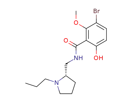 Molecular Structure of 96947-80-7 (3-Bromo-6-hydroxy-2-methoxy-N-((S)-1-propyl-pyrrolidin-2-ylmethyl)-benzamide)